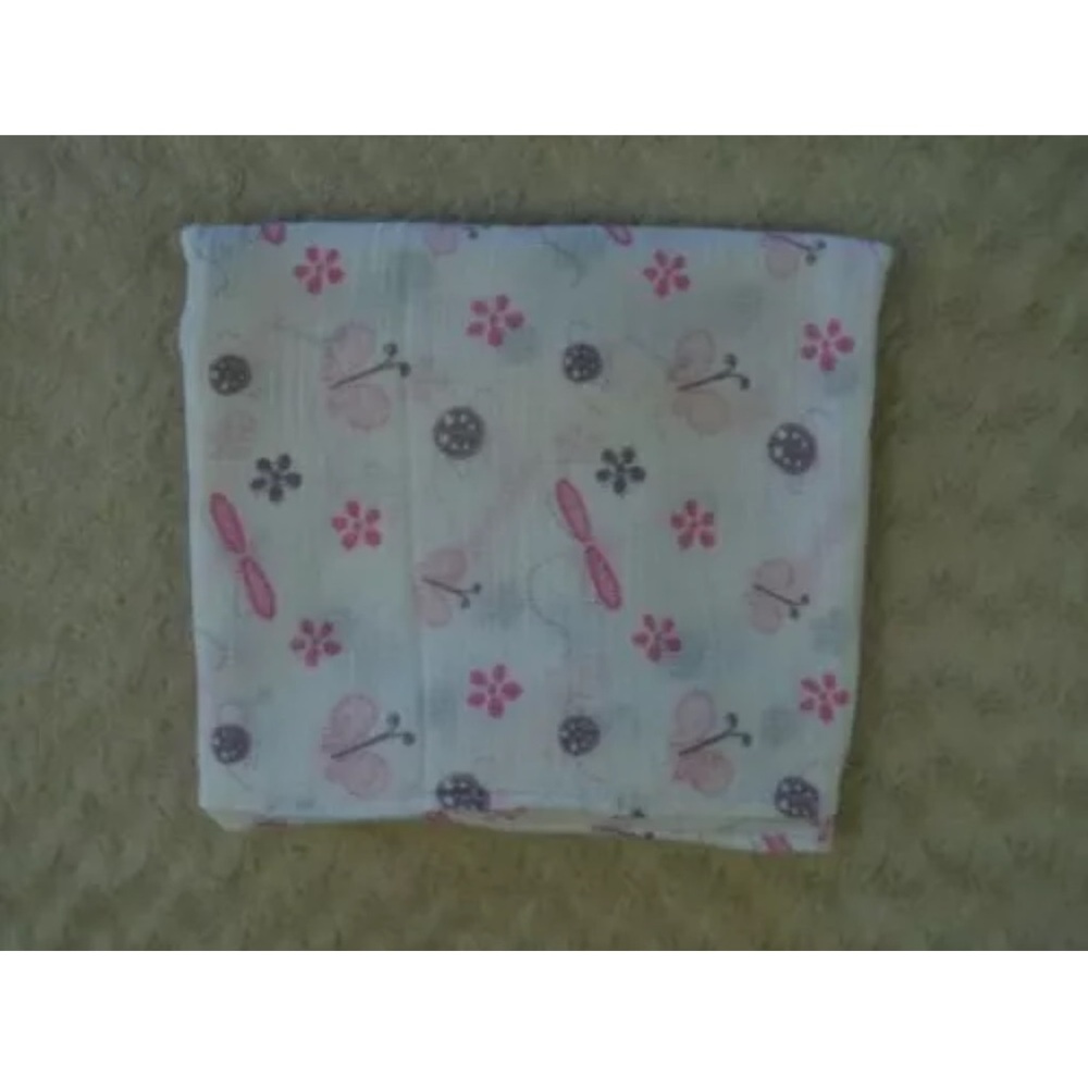 Lollypop Butterfly Baby Swaddle Blanket Pink White Purple Flower Dragonfly